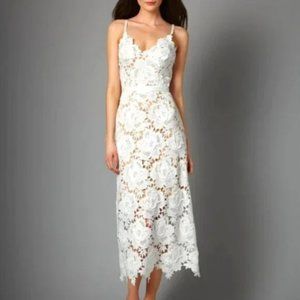 Catherine Deane BHLDN Frida white guipure lace midi dress size 4